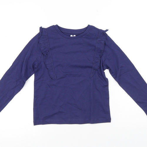 V by Very Girls Blue Cotton Pullover T-Shirt Size 8 Years Round Neck
