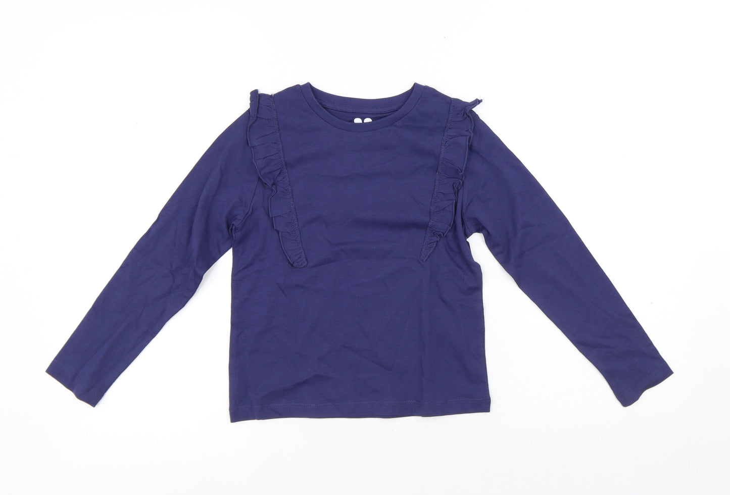 V by Very Girls Blue Cotton Pullover T-Shirt Size 8 Years Round Neck