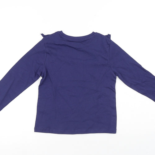 V by Very Girls Blue Cotton Pullover T-Shirt Size 8 Years Round Neck