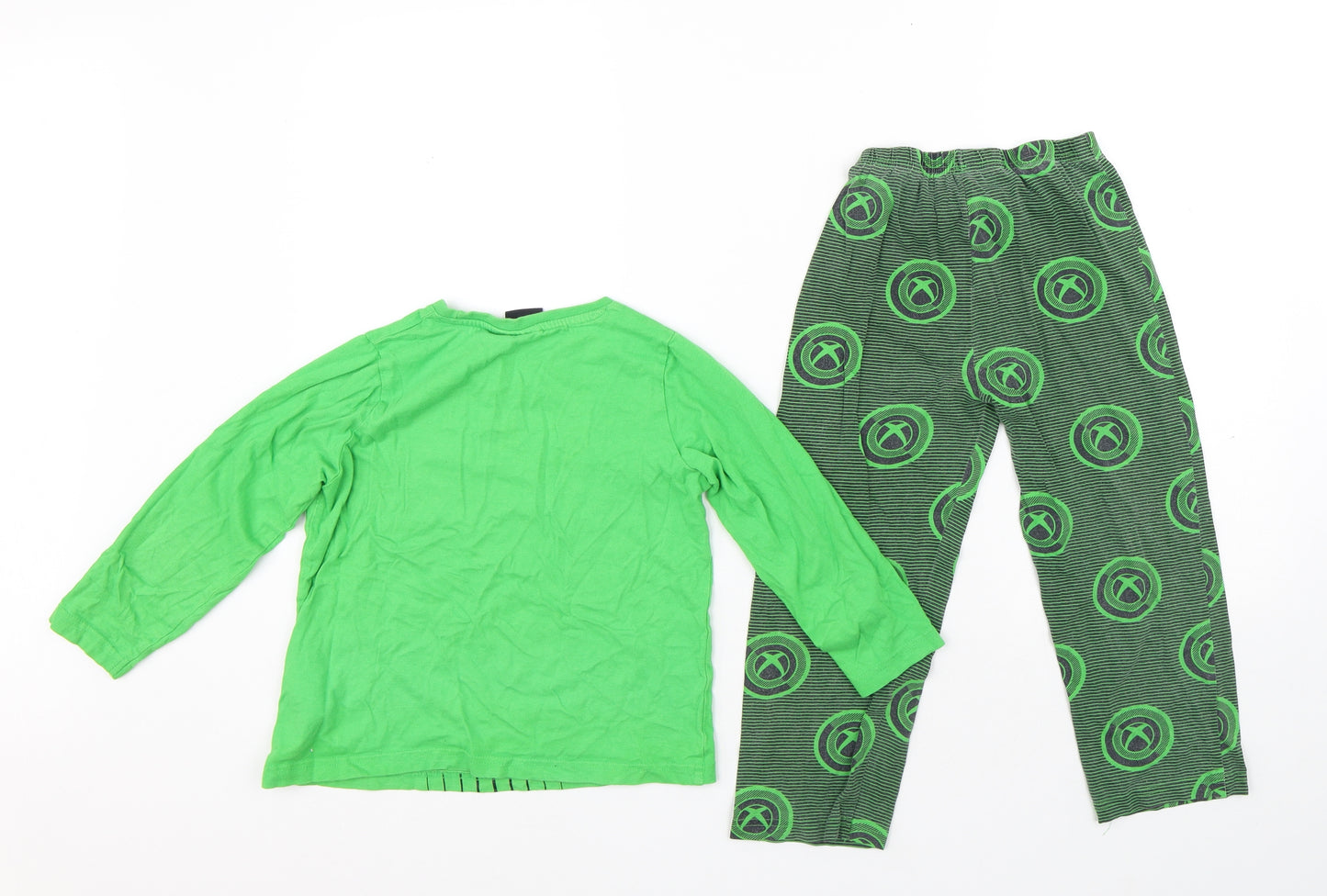 Primark Boys Green Geometric Cotton Pyjama Set Size 5-6 Years - Xbox