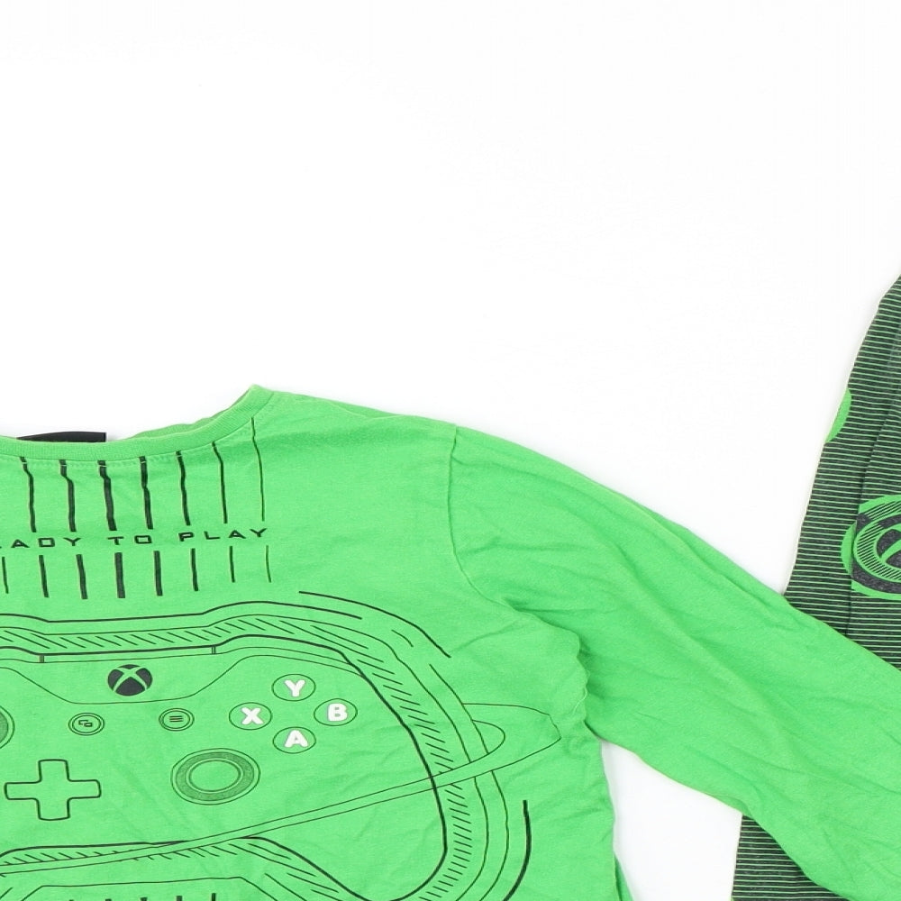 Primark Boys Green Geometric Cotton Pyjama Set Size 5-6 Years - Xbox