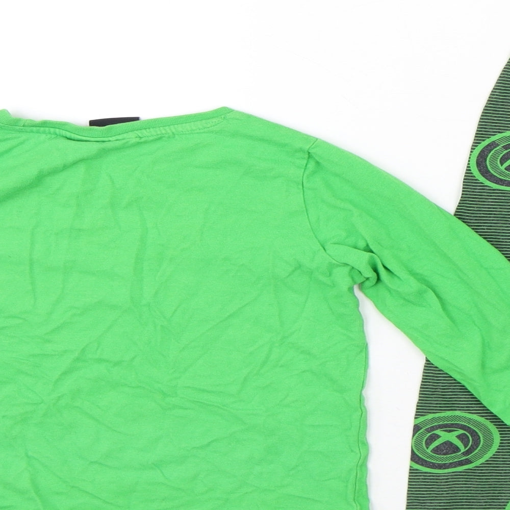 Primark Boys Green Geometric Cotton Pyjama Set Size 5-6 Years - Xbox