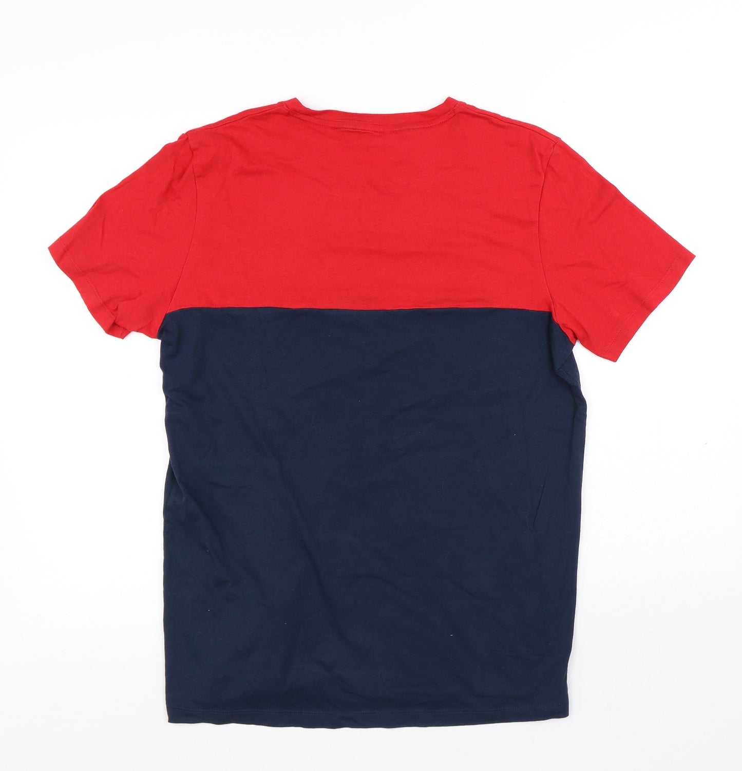 JACK & JONES Mens Multicoloured Colourblock Cotton T-Shirt Size M Round Neck