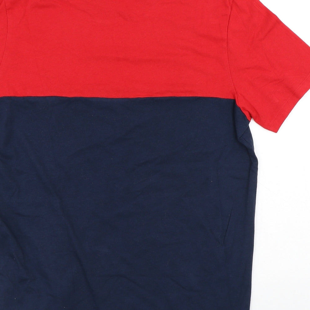 JACK & JONES Mens Multicoloured Colourblock Cotton T-Shirt Size M Round Neck