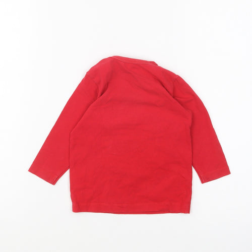 Preworn Baby Red Cotton Basic T-Shirt Size 6-9 Months Round Neck Pullover - Star
