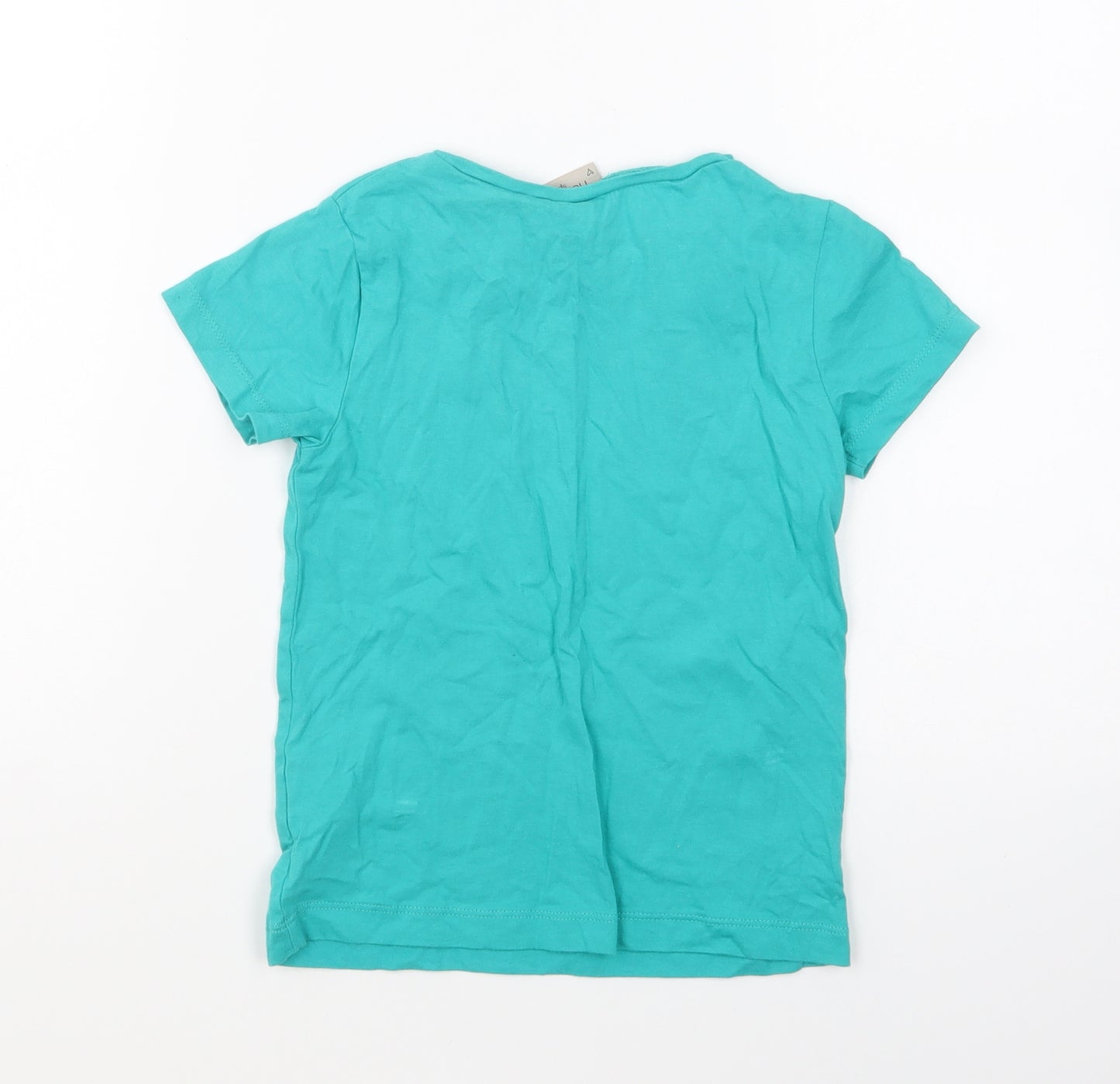 NEXT Boys Green Cotton Basic T-Shirt Size 3-4 Years Round Neck Pullover - I Do Like To Be By The Seaside