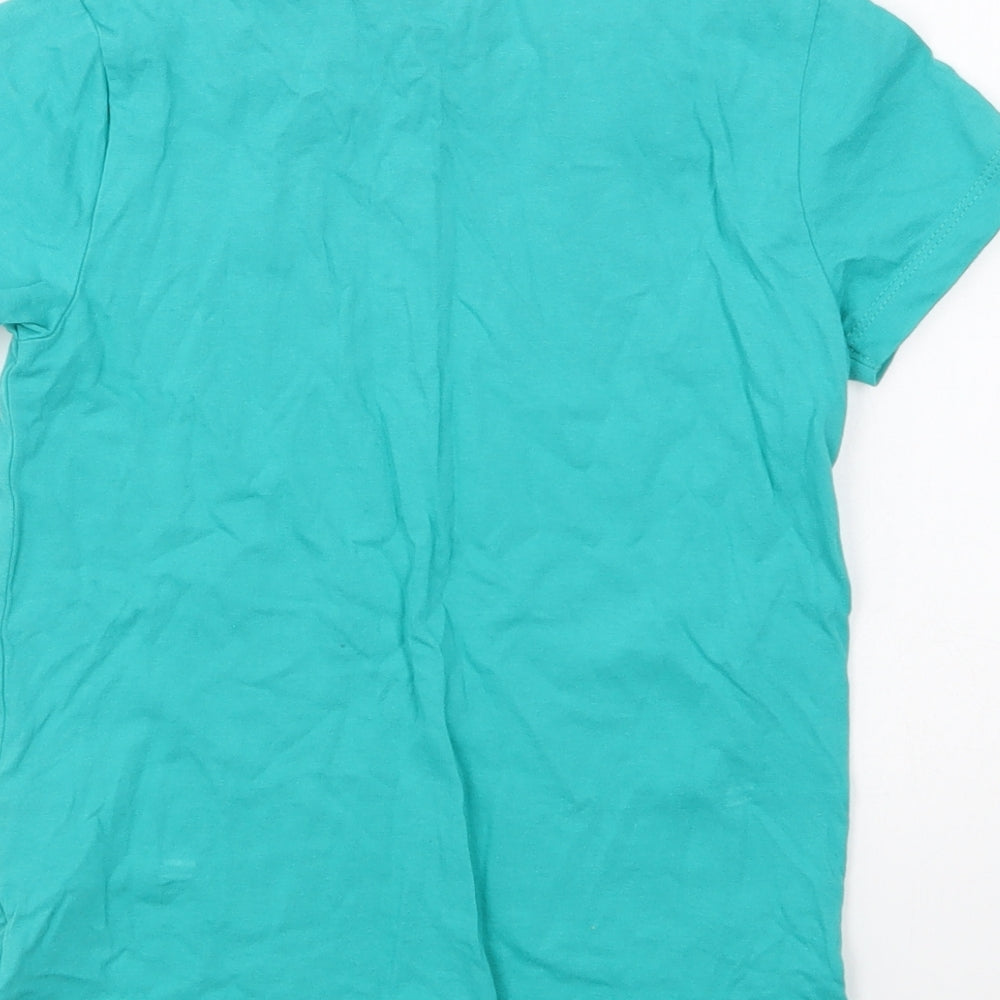 NEXT Boys Green Cotton Basic T-Shirt Size 3-4 Years Round Neck Pullover - I Do Like To Be By The Seaside