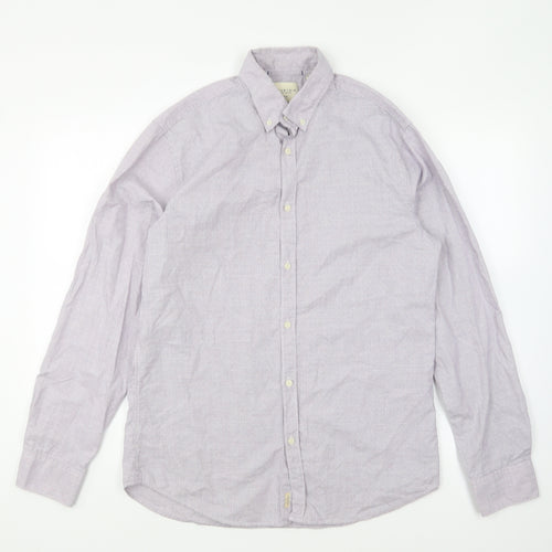 Industrie Mens Purple Striped Cotton Button-Up Size M Collared Button