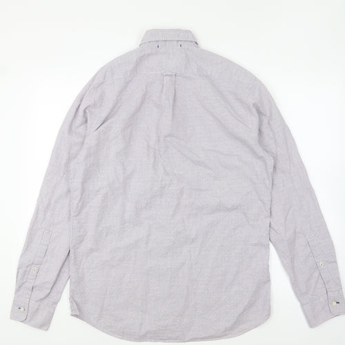 Industrie Mens Purple Striped Cotton Button-Up Size M Collared Button