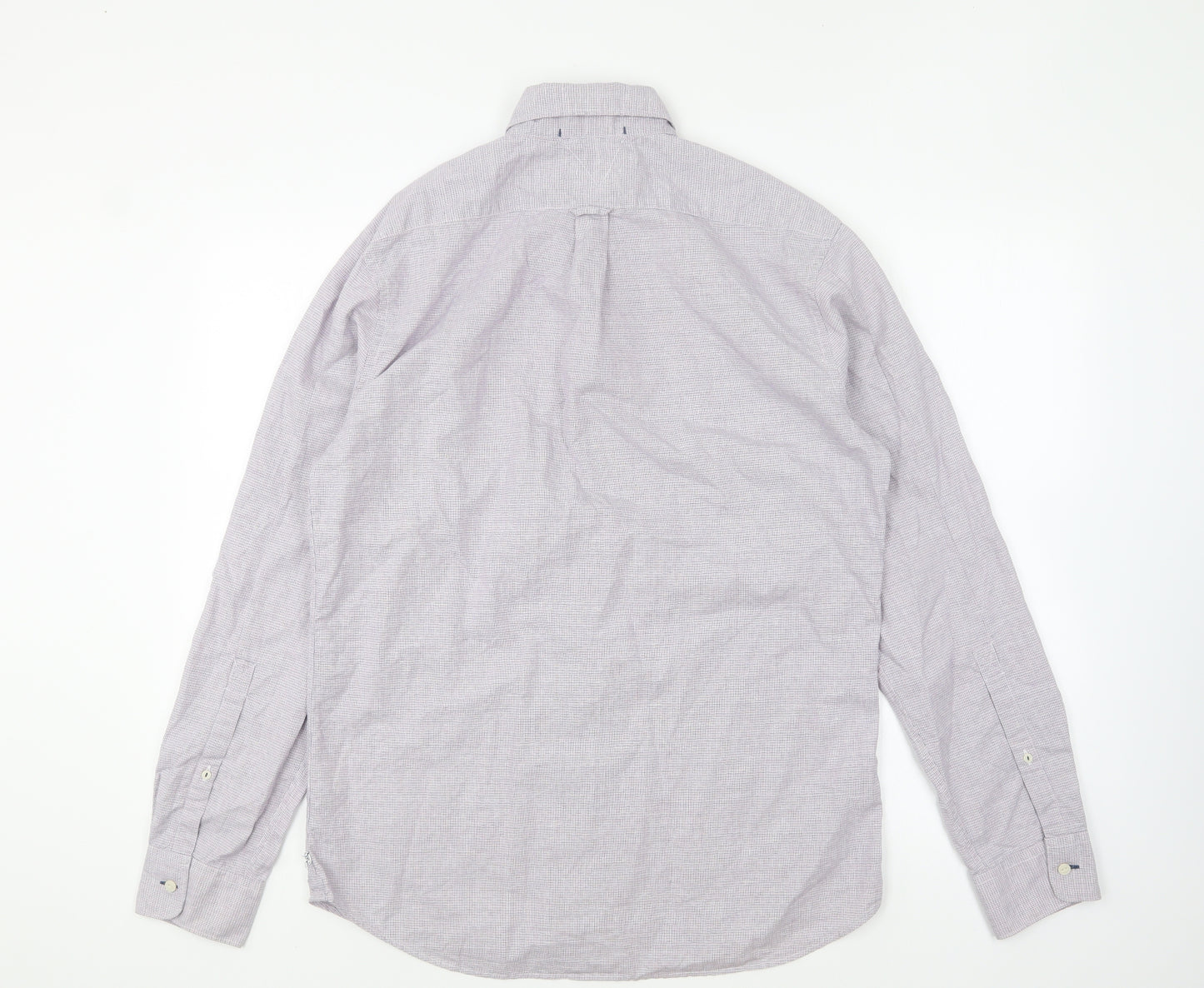 Industrie Mens Purple Striped Cotton Button-Up Size M Collared Button