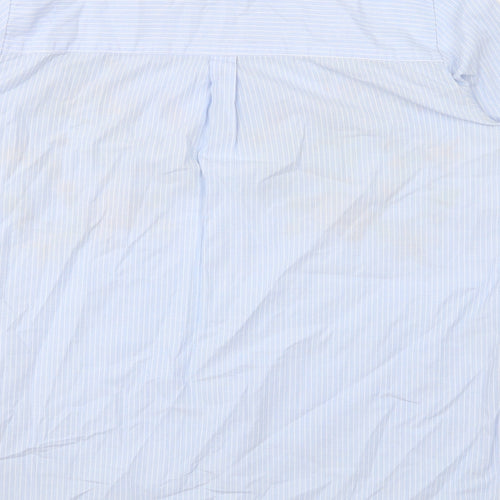 Only Womens Blue Striped Polyester Basic Button-Up Size 8 Collared