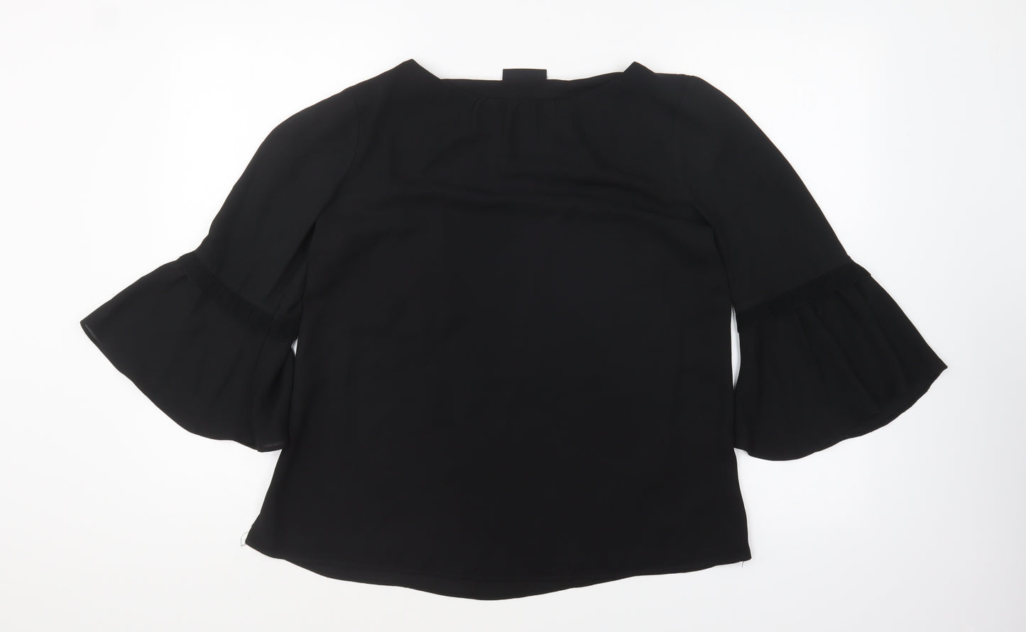 Wallis Womens Black Polyester Basic Blouse Size 12 Boat Neck - Flared Cuff
