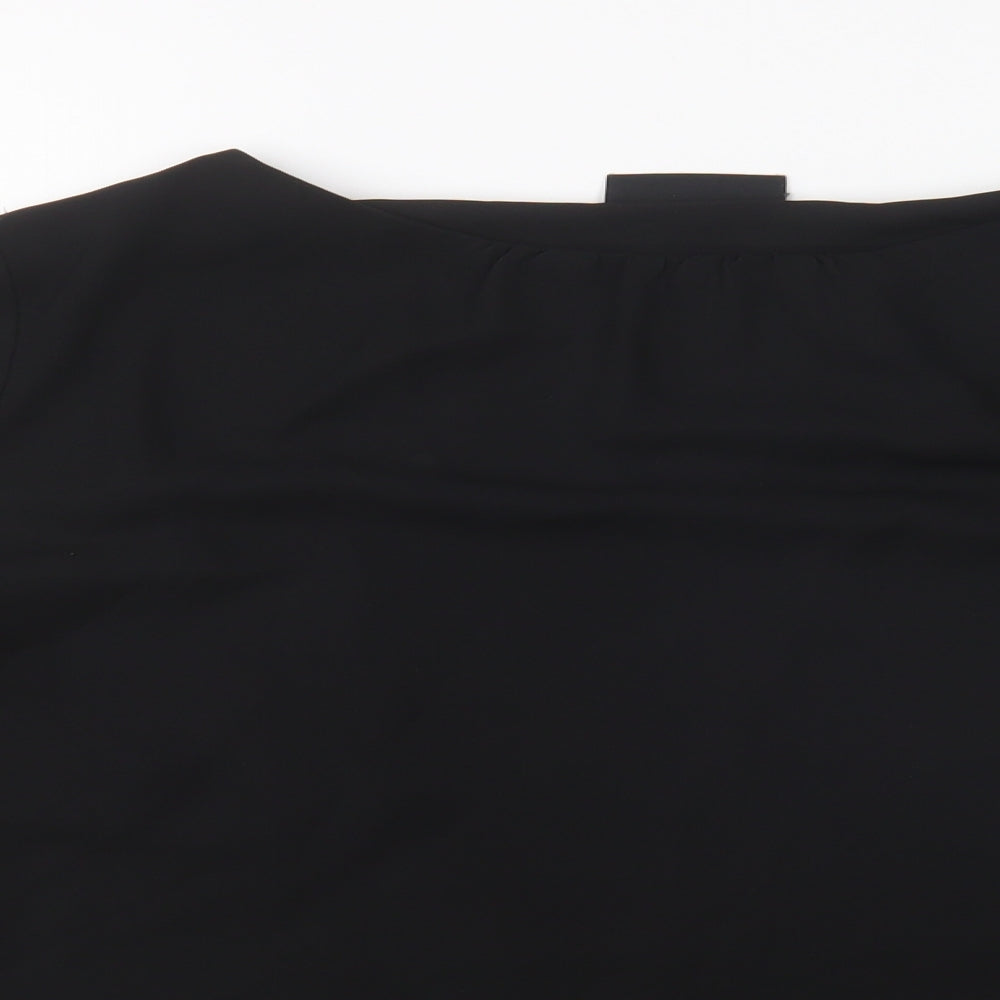 Wallis Womens Black Polyester Basic Blouse Size 12 Boat Neck - Flared Cuff