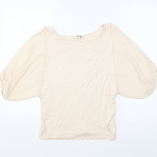River Island Womens Beige Viscose Basic Blouse Size 10 Boat Neck