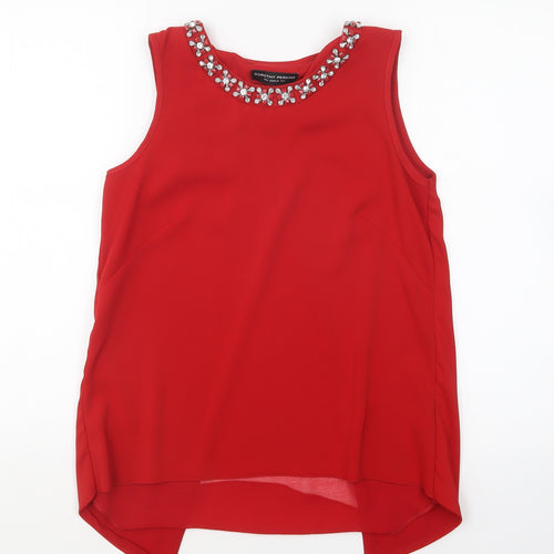 Dorothy Perkins Womens Red Polyester Basic Blouse Size 8 Round Neck