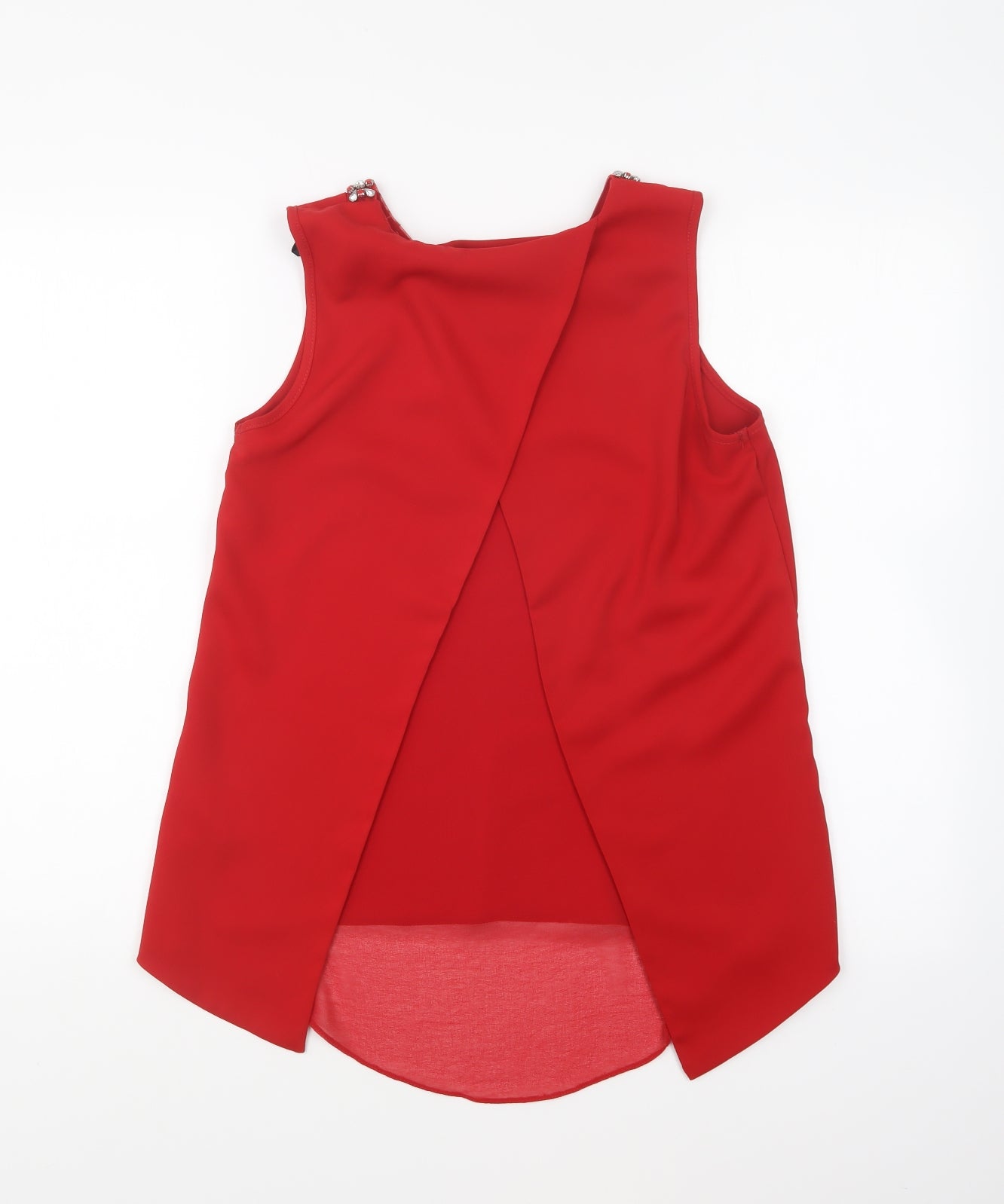 Dorothy Perkins Womens Red Polyester Basic Blouse Size 8 Round Neck