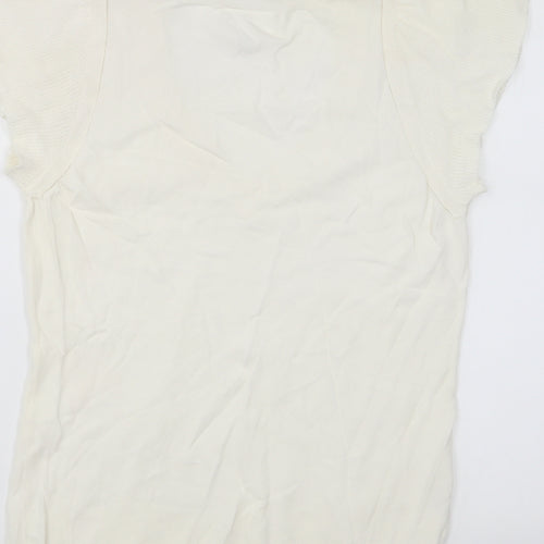 LOFT Womens Ivory V-Neck Rayon Pullover Jumper Size M