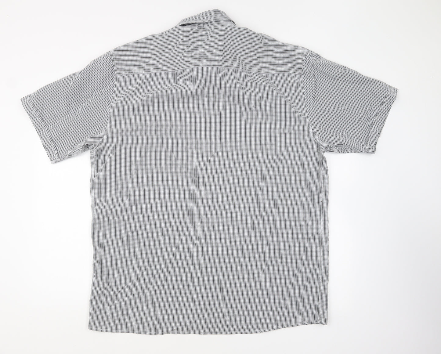 Dunnes Stores Mens Grey Striped Polyester Button-Up Size XL Collared Button