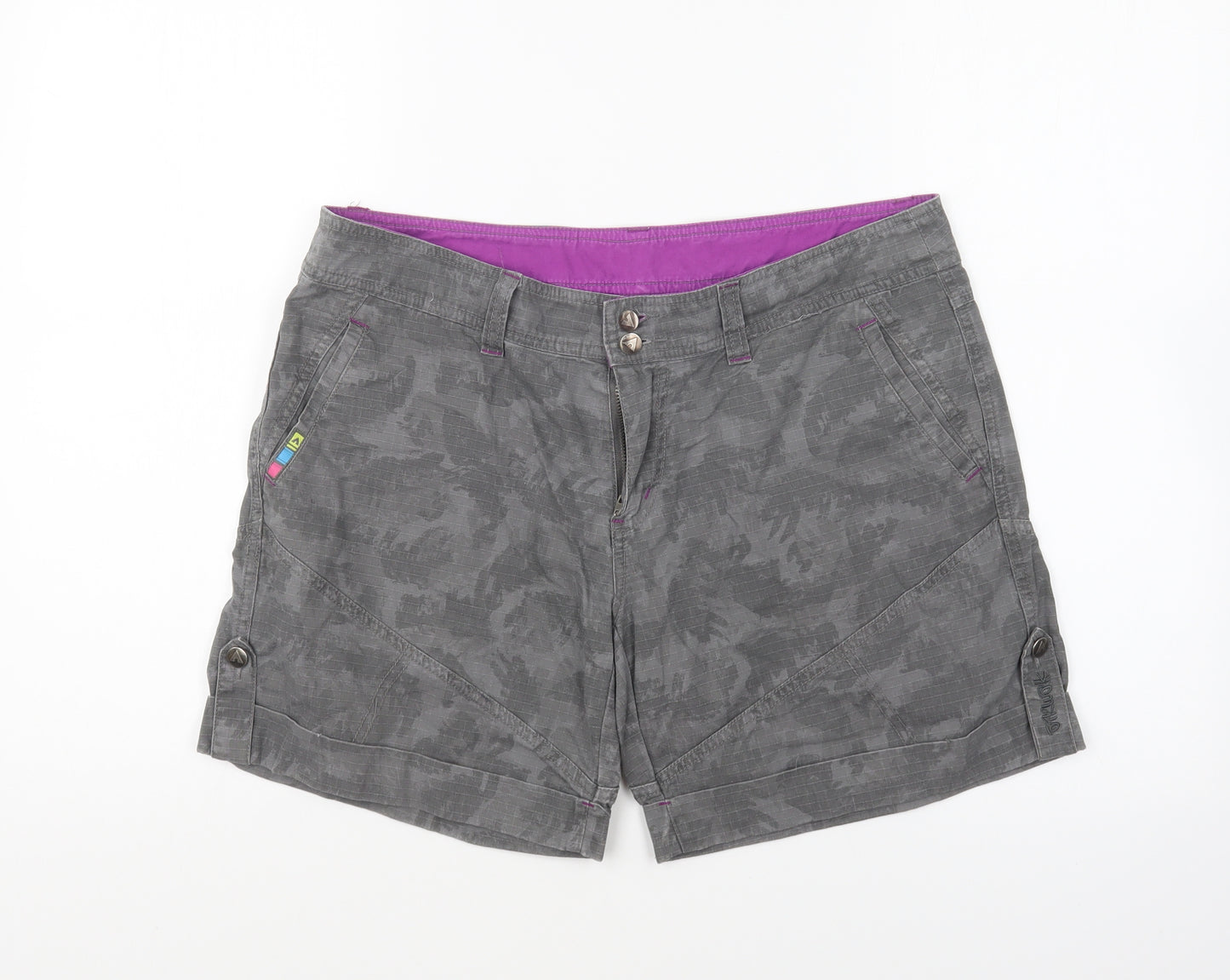 AIRWALK Womens Grey Camouflage Cotton Chino Shorts Size 12 L5 in Regular Button
