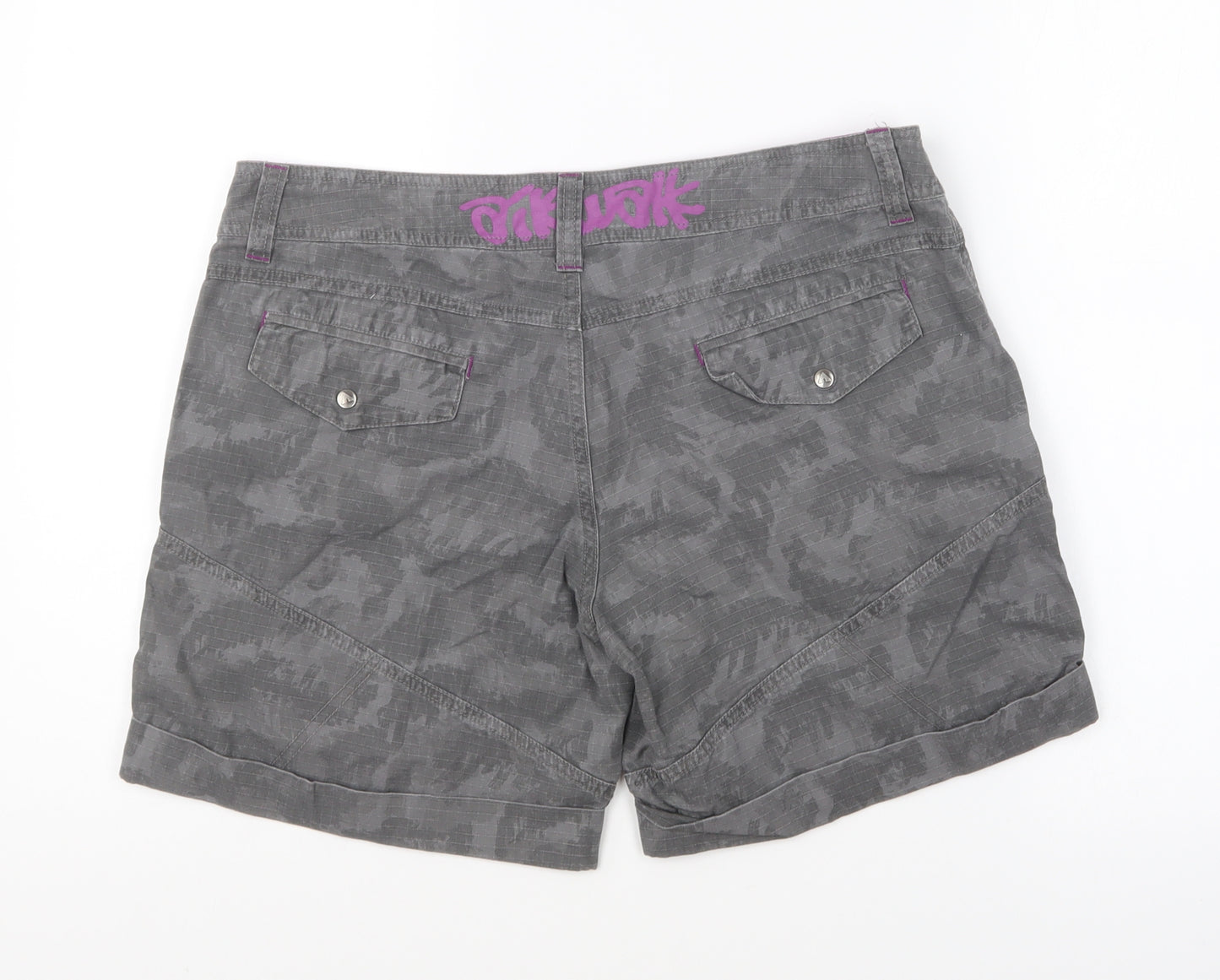 AIRWALK Womens Grey Camouflage Cotton Chino Shorts Size 12 L5 in Regular Button