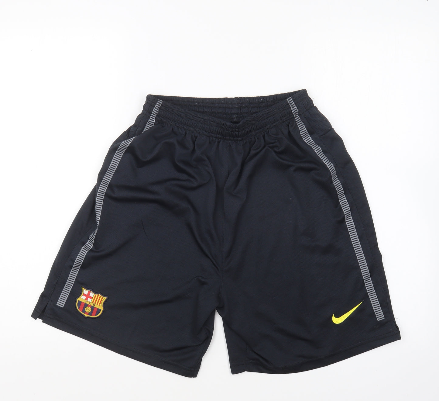 Nike Mens Grey Polyester Sweat Shorts Size S L6 in Regular Drawstring - Barcelona FC