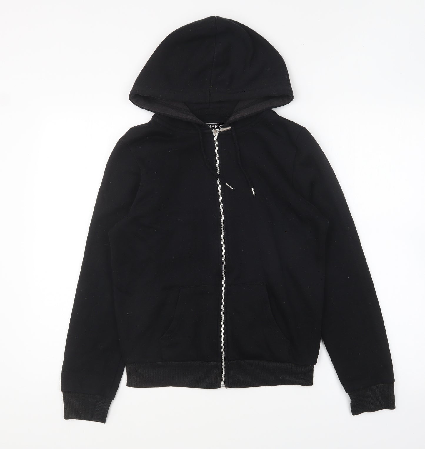 Primark Womens Black Cotton Full Zip Hoodie Size 8 Zip