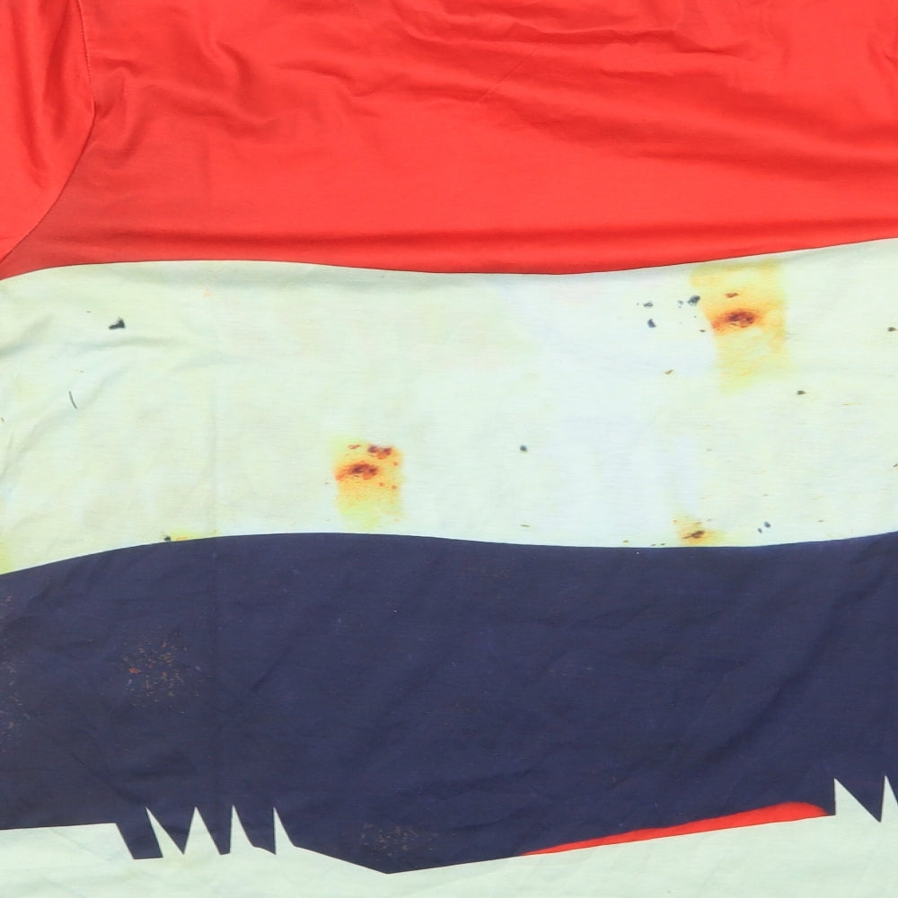 Preworn Mens Multicoloured Polyester T-Shirt Size M Round Neck - Esso