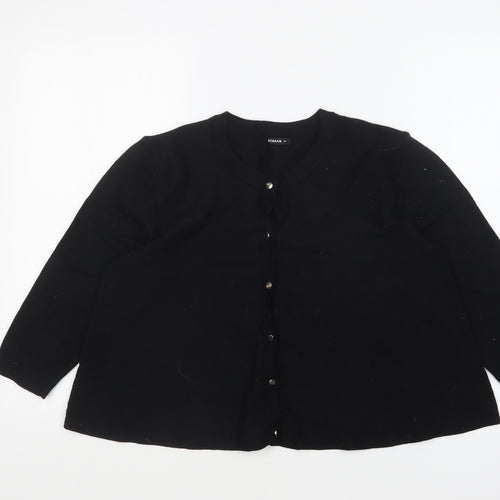Roman Womens Black Round Neck Viscose Cardigan Jumper Size 14