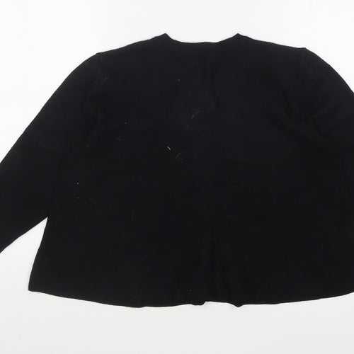 Roman Womens Black Round Neck Viscose Cardigan Jumper Size 14