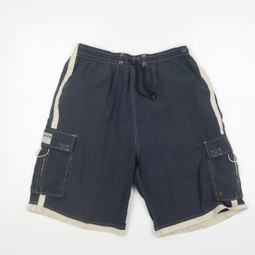 Giorgio Mens Blue Polyester Cargo Shorts Size M L9 in Regular Drawstring - Swim Shorts