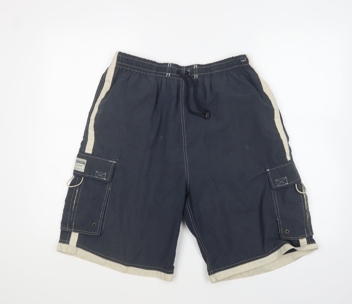 Giorgio Mens Blue Polyester Cargo Shorts Size M L9 in Regular Drawstring - Swim Shorts