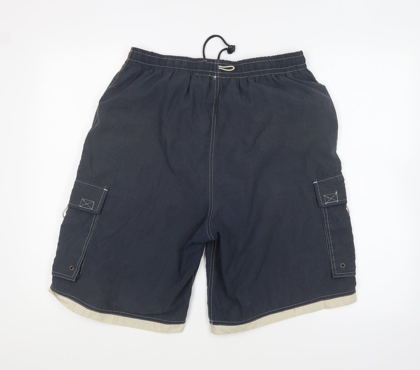 Giorgio Mens Blue Polyester Cargo Shorts Size M L9 in Regular Drawstring - Swim Shorts