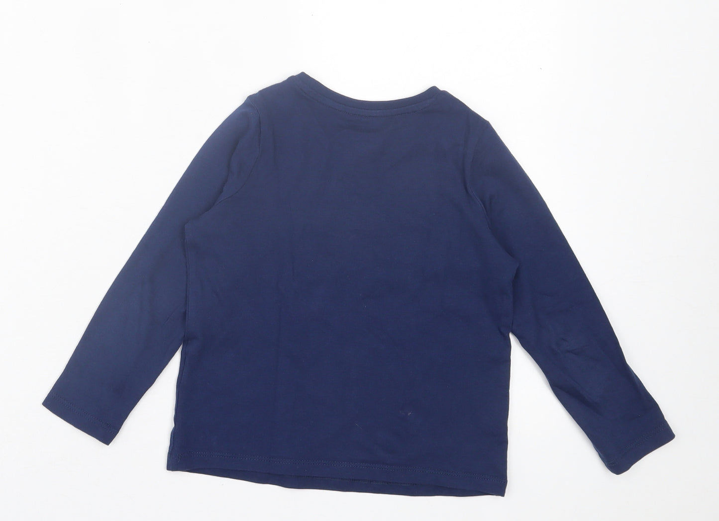 Marks and Spencer Girls Blue Cotton Basic Casual Size 4-5 Years Crew Neck Pullover - Rainbow Club