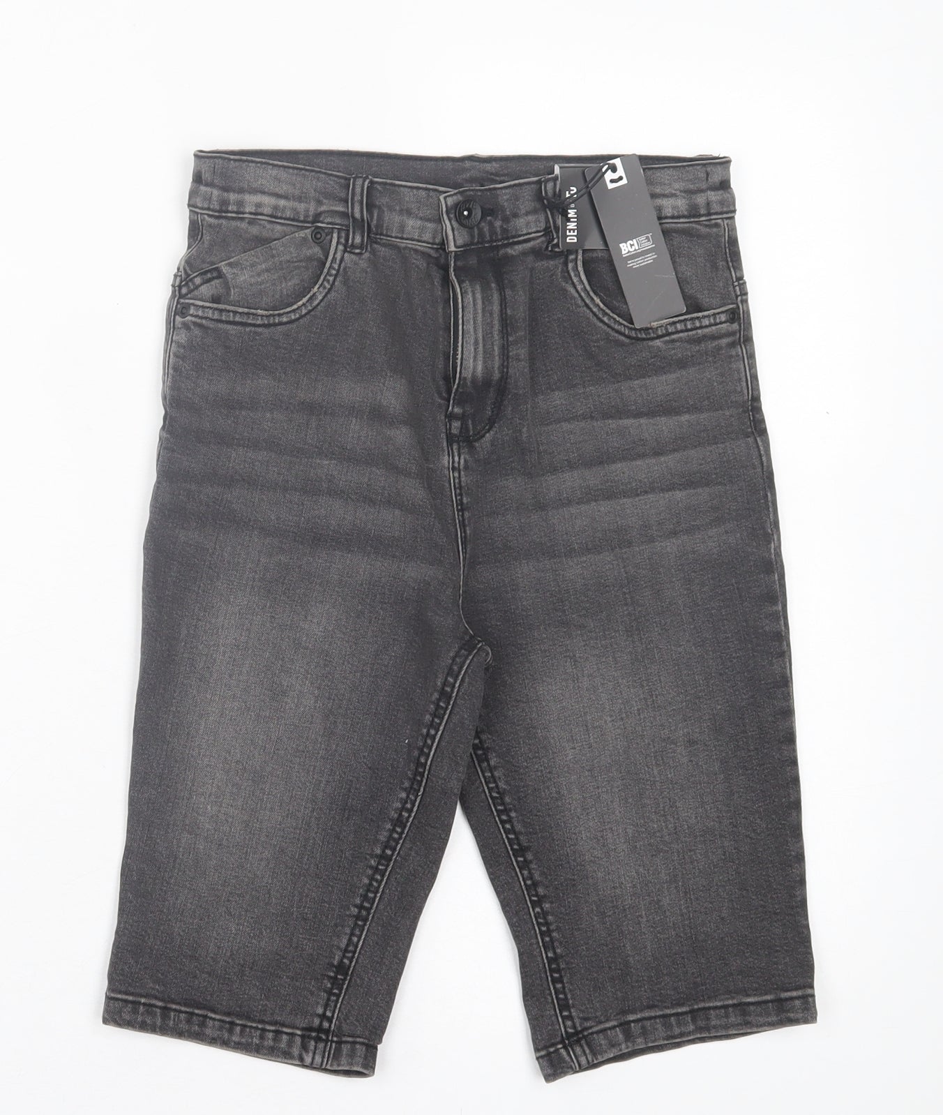 TU Boys Black Cotton Bermuda Shorts Size 11 Years Slim Buckle