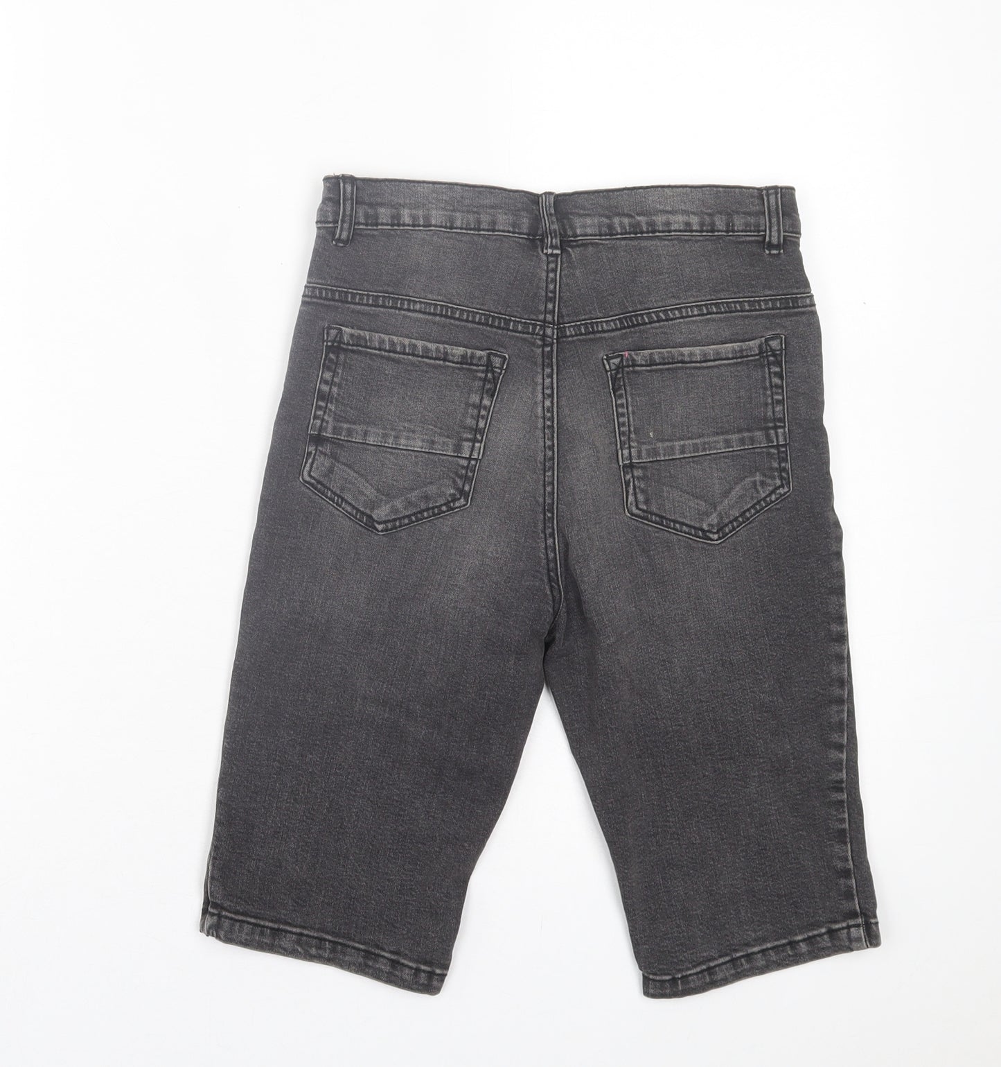 TU Boys Black Cotton Bermuda Shorts Size 11 Years Slim Buckle