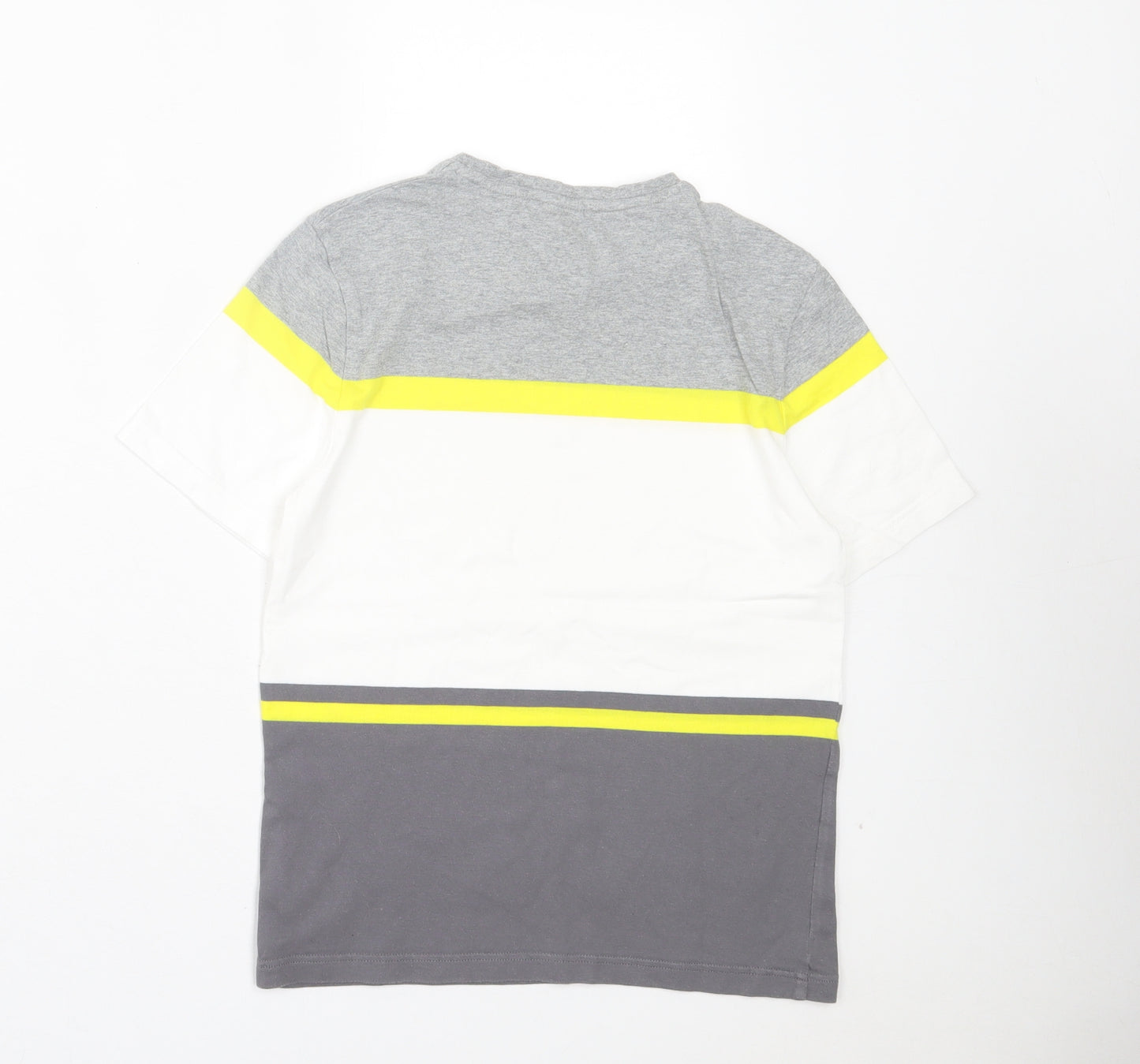HUGO BOSS Boys Grey Striped Cotton Basic T-Shirt Size 10 Years Crew Neck Pullover