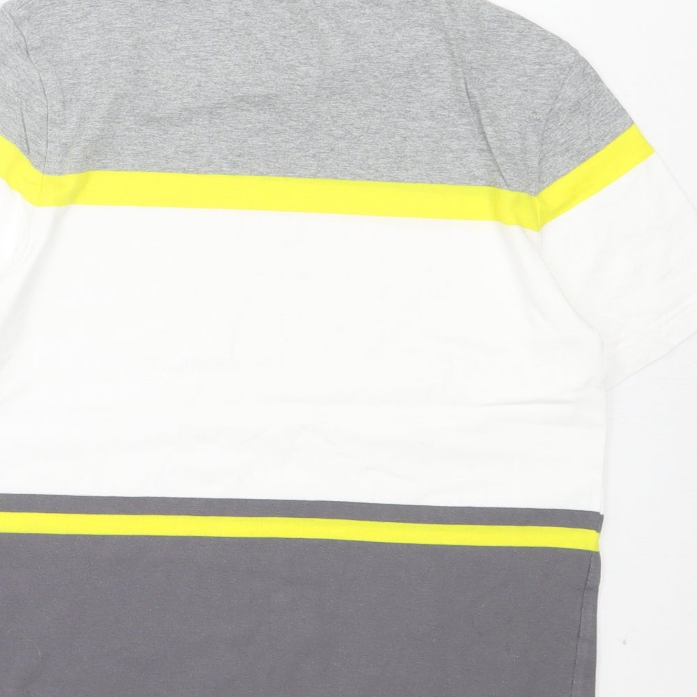 HUGO BOSS Boys Grey Striped Cotton Basic T-Shirt Size 10 Years Crew Neck Pullover