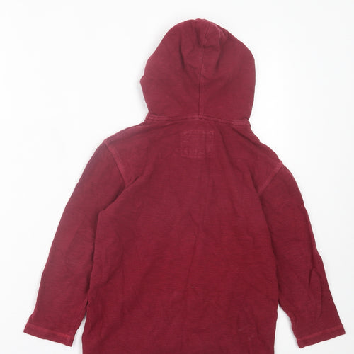 Debenhams Boys Red Cotton Pullover Hoodie Size 6-7 Years Button