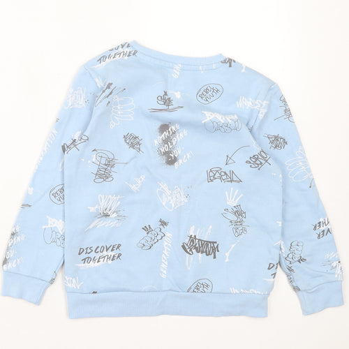 Dunnes Stores Boys Blue Geometric Cotton Pullover Sweatshirt Size 6-7 Years Pullover - Graffiti Print