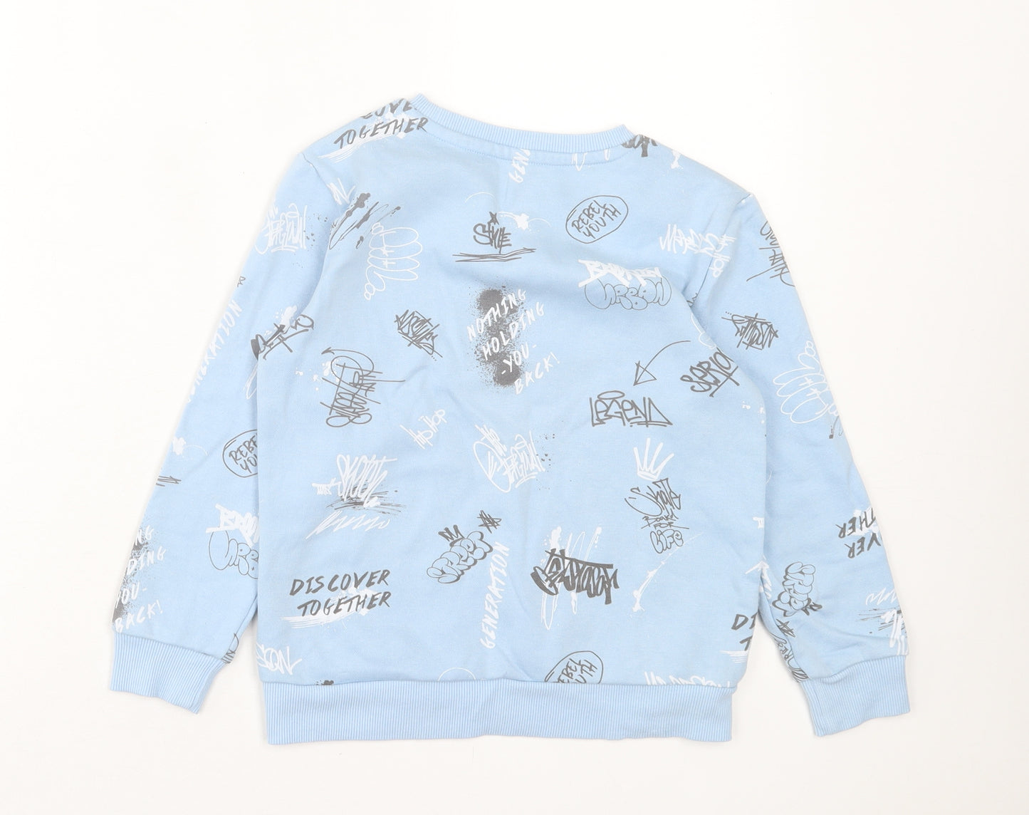 Dunnes Stores Boys Blue Geometric Cotton Pullover Sweatshirt Size 6-7 Years Pullover - Graffiti Print