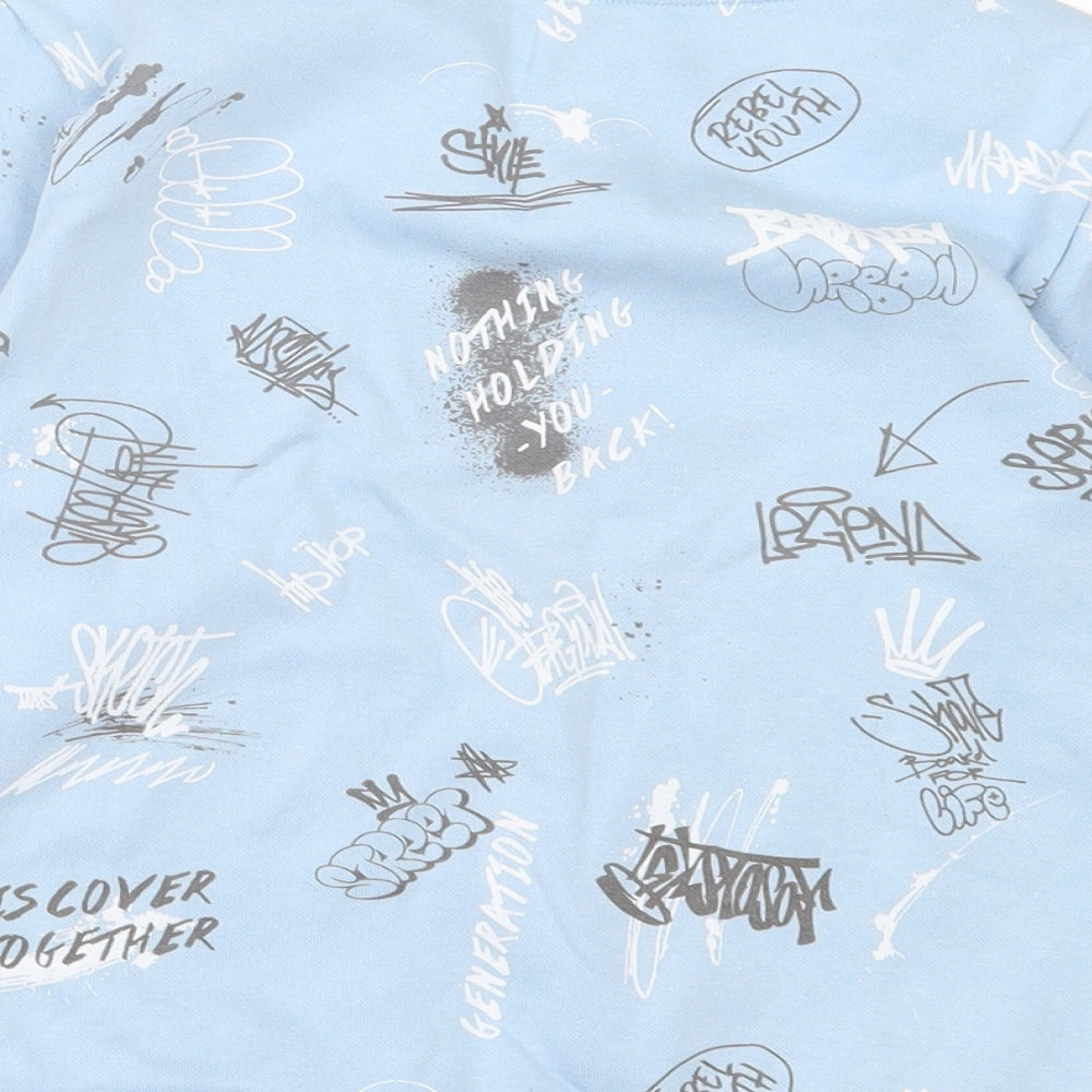 Dunnes Stores Boys Blue Geometric Cotton Pullover Sweatshirt Size 6-7 Years Pullover - Graffiti Print