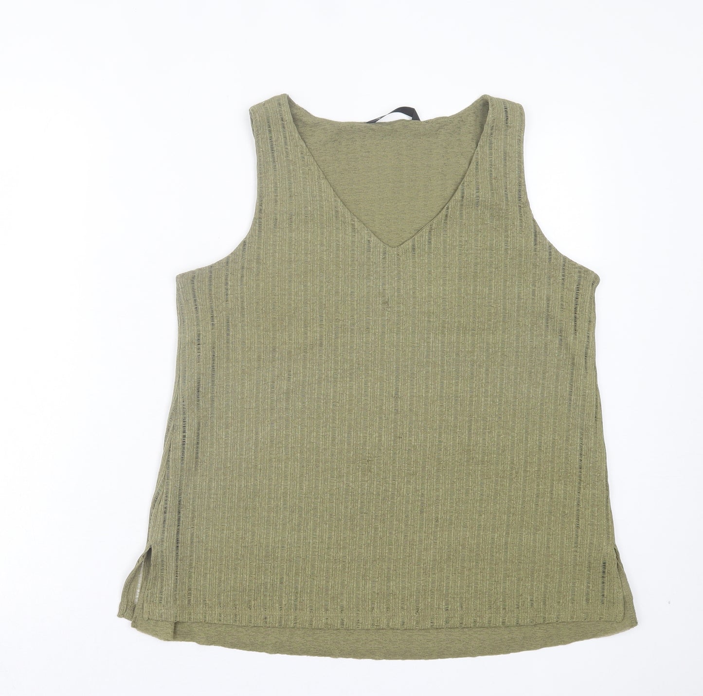 Dunnes Stores Womens Green Polyester Basic Tank Size M V-Neck