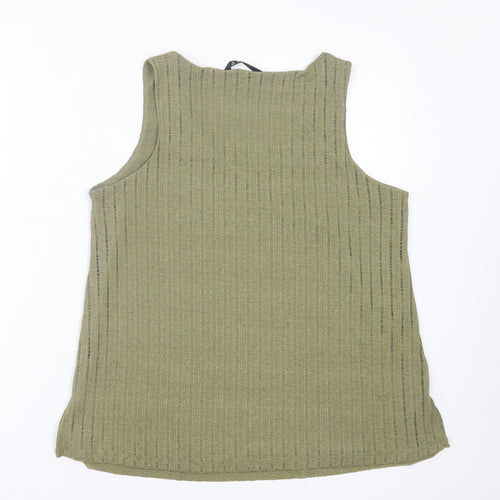 Dunnes Stores Womens Green Polyester Basic Tank Size M V-Neck