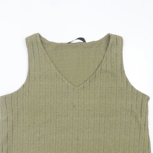 Dunnes Stores Womens Green Polyester Basic Tank Size M V-Neck
