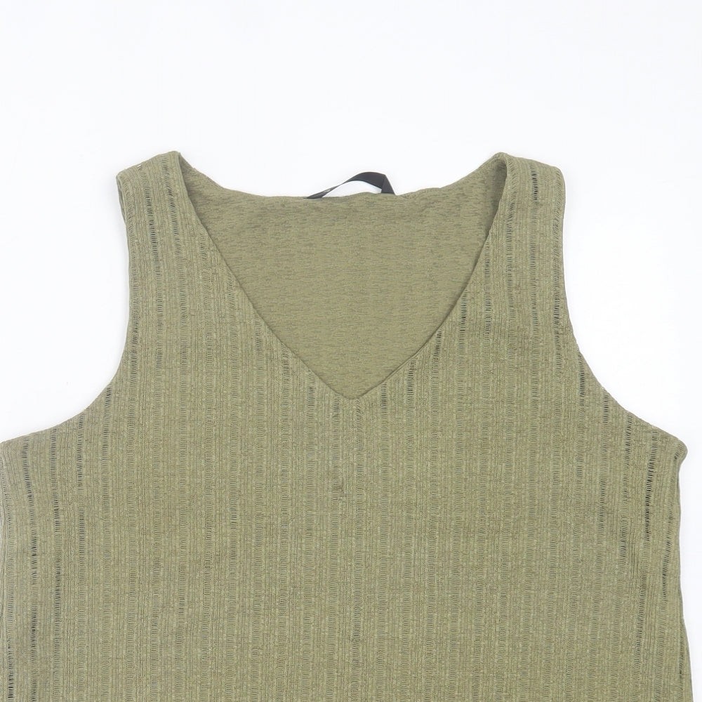 Dunnes Stores Womens Green Polyester Basic Tank Size M V-Neck
