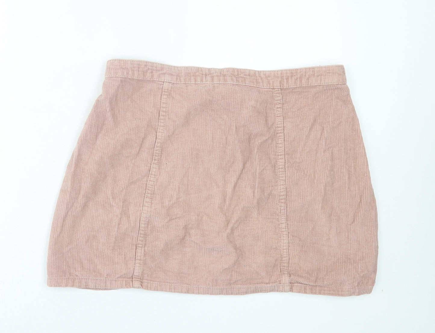 Denim & Co. Womens Pink Cotton A-Line Skirt Size 16 Button