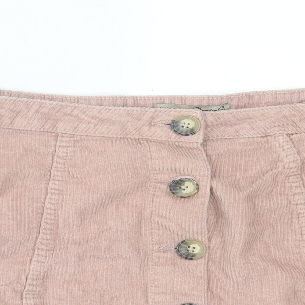 Denim & Co. Womens Pink Cotton A-Line Skirt Size 16 Button