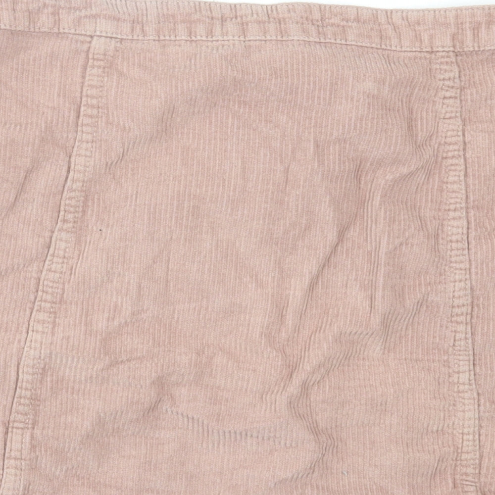 Denim & Co. Womens Pink Cotton A-Line Skirt Size 16 Button