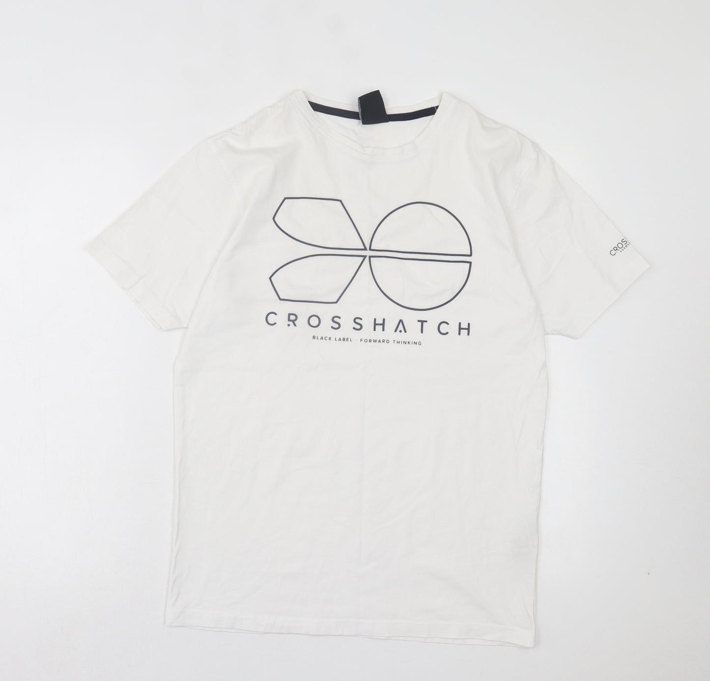 Crosshatch Mens White Cotton T-Shirt Size M Crew Neck