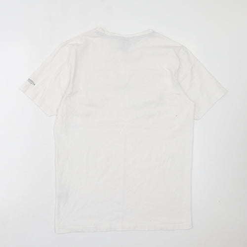 Crosshatch Mens White Cotton T-Shirt Size M Crew Neck